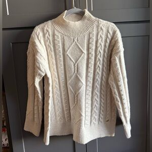 Calvin Klein Cream Cable Knit Turtleneck Sweater